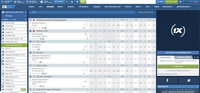Бонусы от букмекерской конторы 1xBet